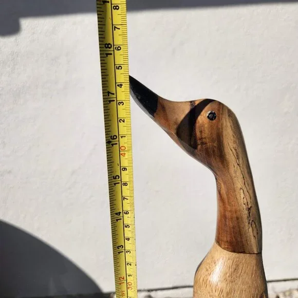 Vintage Duck in Lace-up Black Shoes Boots Home Decor Carved Wooden Wood - SUPER - Picture 13 of 14